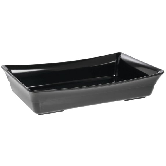 HUBERT Food Display Pan, Full Size Black Melamine, Curved - 19 1/2"L x 12"W x 4"D