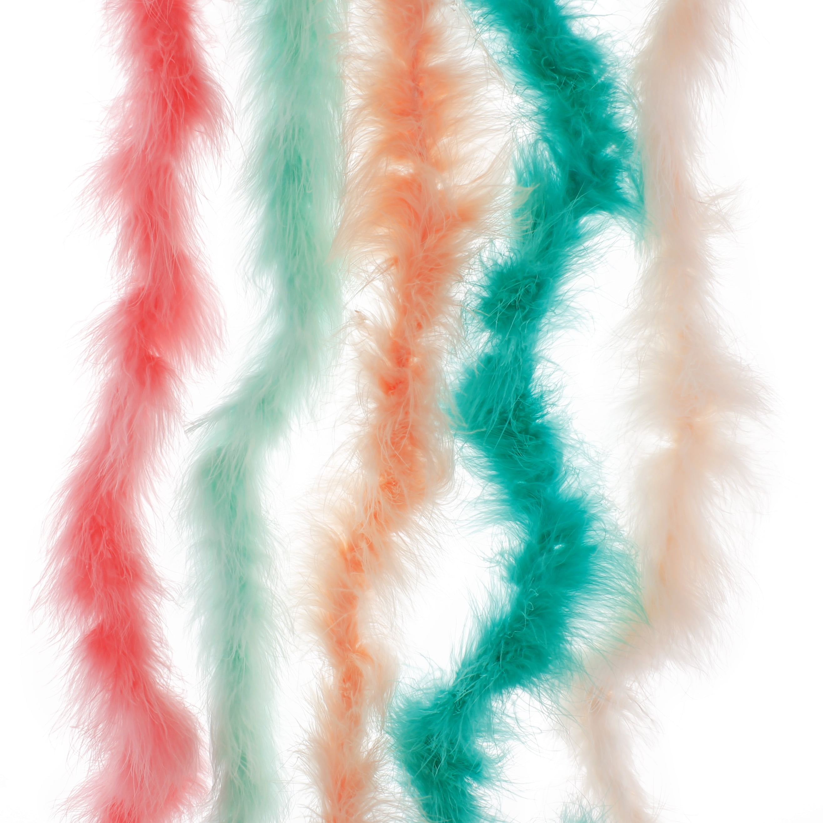 Full and Fluffy Marabou Feather Boa Modern Pastel Colors Variety Pack 2  Yard Lengths - 5pcs 