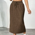 thumbnail image 5 of LOVZFMLL Maxi Skirts for Women 2025 Summer Casual Solid Drawstring Elastic High Waist Long Sweat Skirts with Pockets Brown XXL, 5 of 9