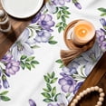 thumbnail image 3 of Purple Flowers Table Runner - 120 Inch Long Spring Watercolor Floral Leaves Plants Cotton and Linen Blended Dress Scarves Farmhouse Table Runner for Kitchen Dining, Coffee Table, 13" x 120", 3 of 8