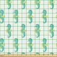 thumbnail image 2 of Ambesonne Nautical Fabric by the Yard Upholstery, Cartoon Sea Horses Art, 10 Yards, Dark Seafoam and White, 2 of 5