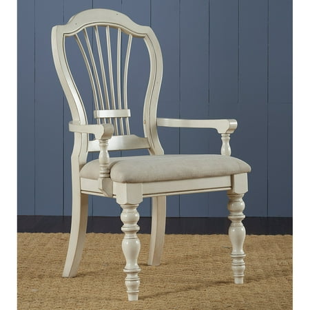 Hillsdale Pine Island Wheat Back Arm Chair, Off-White finish, Set of