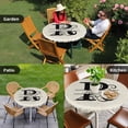 thumbnail image 4 of Letter R Round Tablecloth for 55-60 Inch Tables, Fitted Table Cover with Elastic Edge, Monogram Words Waterproof Outdoor Table Cloth Protector for Patio Garden Dinner Picnic, 4 of 9