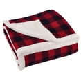 thumbnail image 7 of Buffalo Plaid Sherpa Throw TV Blanket, Super Soft Reversible Fleece Blanket for Cabin Bed or Couch, Catalonia series by Terrania, Red Plaid, 50"" x 60""., 7 of 7