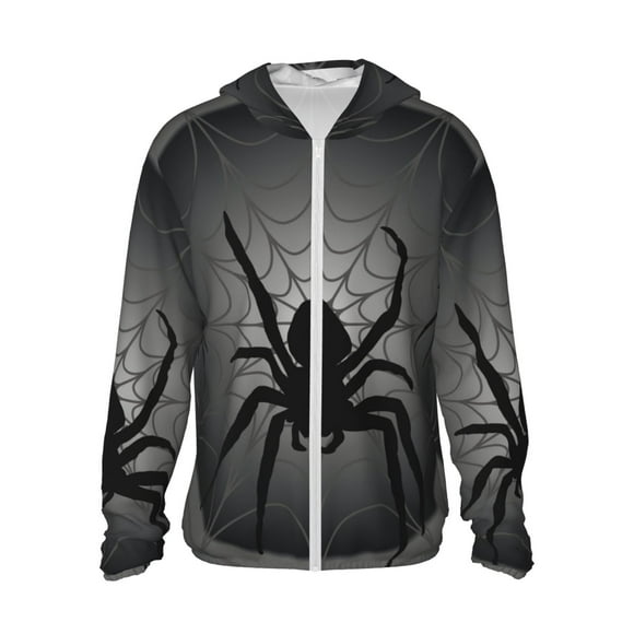 Saiise Black Spiders Pattern Sun Protection Hoodie for Men and Women, Lightweight Quick-Dry Windproof with Hood and Zip-Medium