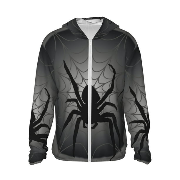 Fotbe Black Spiders Chaqueta con Protección Solar UPF 50+ para Hombre y Mujer, Camisa con Capucha y Bolsillos-XX-Large