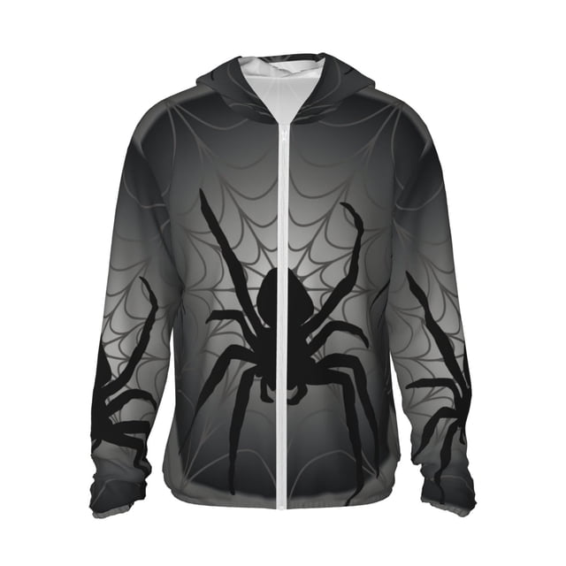 Fotbe Black Spiders Chaqueta con Protección Solar UPF 50+ para Hombre y Mujer, Camisa con Capucha y Bolsillos-Large