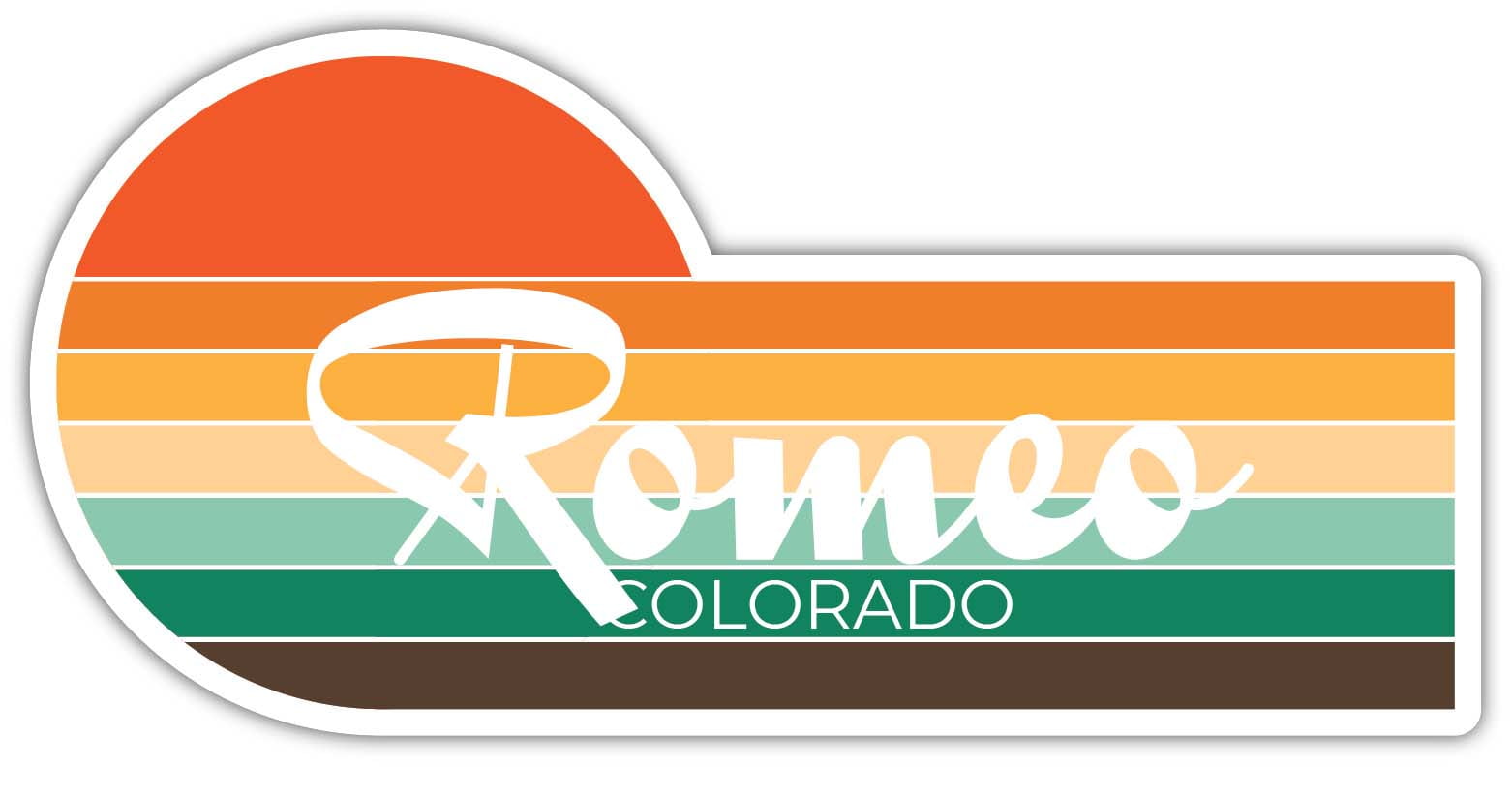 Romeo Colorado 2 x 1.25 Inch Sticker Retro Vintage Sunset City 70s Aesthetic Design