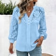thumbnail image 4 of Uootdi Blouses for Women Dressy Casual Long Sleeve V Neck Button Front Hollow Out Pearl Button Loose Fit Office Commute Blouses Gift, 4 of 9
