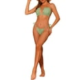 thumbnail image 2 of INSPIRE CHIC Women's Ruffle Pleated Push Up Bikini Sets, 2 Piece High Cut Tie Side String Bikini Swimsuits Large Olivine Green, 2 of 5