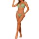 thumbnail image 2 of INSPIRAR CHIC Conjuntos de Bikini de Ropa de Mujer con Volantes y Pliegues, 2 Piezas, Bikini de Corte Alto con Lazo Lateral, Trajes de Baño Talla X-Large Verde Olivino, 2 of 5
