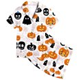 thumbnail image 3 of Kids Halloween Pajamas Size 11-12 Years Nightwear Full Print Short Sleeve Top with Elastic Shorts Soft Girls' Pajama Sets White, 3 of 6