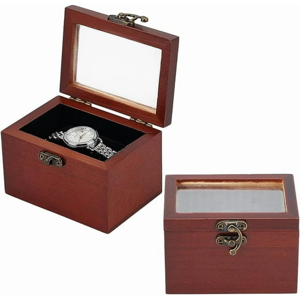 2 estuches para relojes, caja expositora de estilo vintage, organizador de madera para relojes de pulsera, estuche para joyas con cojín