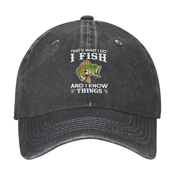 XIAOCHA Fishing Graphic Printed Dad Hat for Men Breathable Outdoor Sun Guard Baseball Cap Daily Trucker Hat,Black
