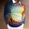 thumbnail image 2 of Blusa de manga larga con estampado digital colorido y media cremallera para hombre Pompotops  oipoqjl46987, 2 of 5