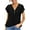 Black, variant on Women's Shirts Casual Deep V Neck Zipper Tops Short Sleeve Tunic Loose T-Shirts Summer Blouse(S,Green)