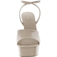 thumbnail image 3 of GUESS Womens Beige 2" Platform Patent Ankle Strap Tabye Square Toe Stiletto Buckle Dress Heeled Sandal 11 M, 3 of 3