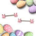 thumbnail image 4 of Body Candy 14G Womens Nipplerings Piercing Steel 2Pc Kawaii Cutie Easter Bunny Nipple Ring Set 9/16, 4 of 8