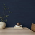 thumbnail image 4 of Tempaper Textured Horizontal Faux Grasscloth Navy Blue Peel and Stick Wallpaper, 20.5" x 16.5', 4 of 8