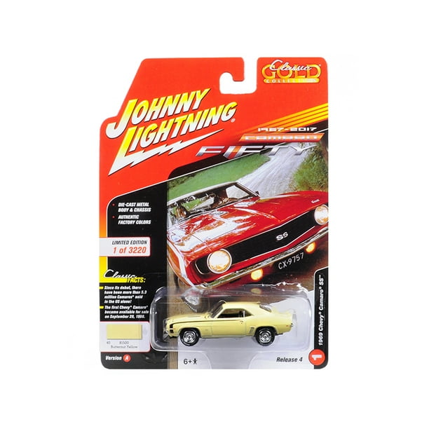 Johnny Lightning JLCP7052 1969 Chevrolet Camaro SS Butternut 50th  Anniversary Limited Edition to 3220pieces, Worldwide Muscle Cars USA 1  by 64 Diecast Model Car - Yellow 