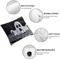 thumbnail image 4 of BANET Halloween Saying Quote Throw Pillow Cover Wood Background with White Ghost Decor Pillow Cases Square Cushion Cover 22x22in, 4 of 5
