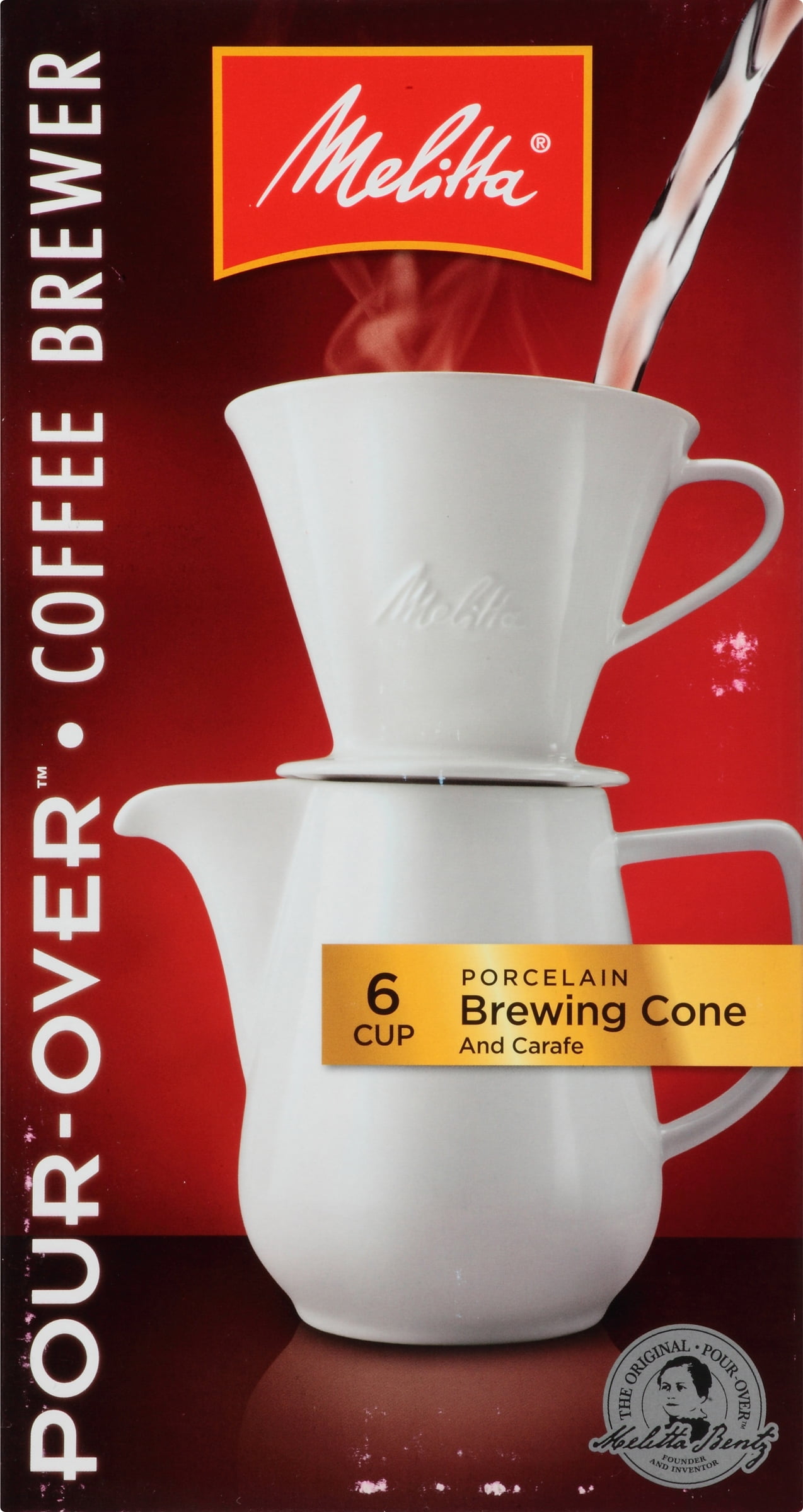 Melitta PourOver Porcelain Brewer 6 Cup Coffee Maker Box BPA Free Slow