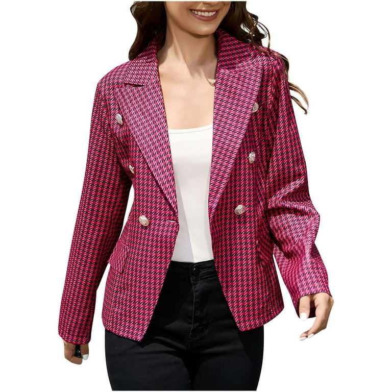 Casual Plaid Long Sleeve Lapel Blazer Casual Plaid Long Sleeve Lapel Blazer