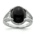 thumbnail image 1 of 925 Sterling Silver Rhodium-plated Onyx and Diamond Ring, 1 of 2