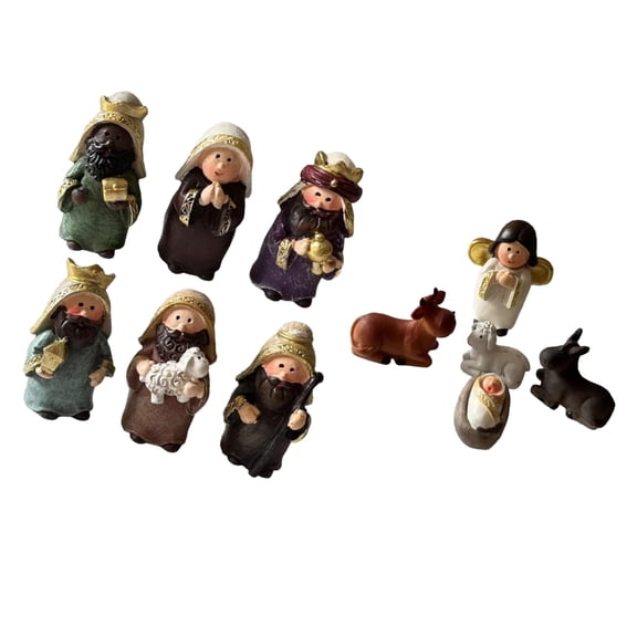 11Pieces Resins Nativity Scene Miniature Figures Set for Festival Home and Church Decoration Ornaments or Christmas Gift