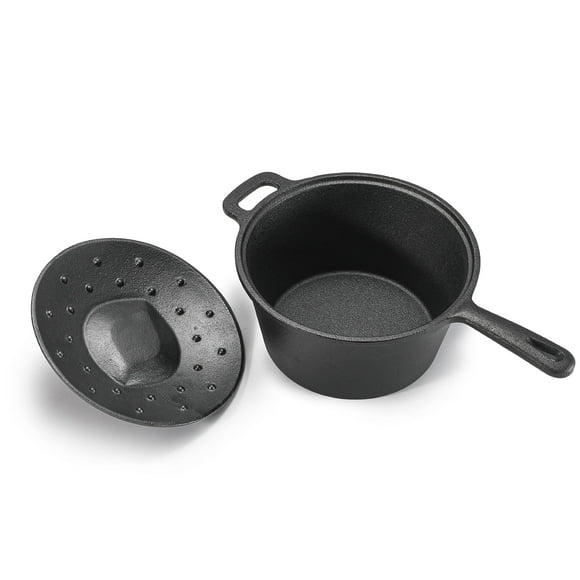 COMMERCIAL CHEF Casserole en Fonte de 2 Litres, Four Hollandais, Casserole en Fonte avec Couvercle et Poignée en Boucle, Ustensiles de Camping et Poêle à Sauce pour Recettes Intérieures et Extérieures
