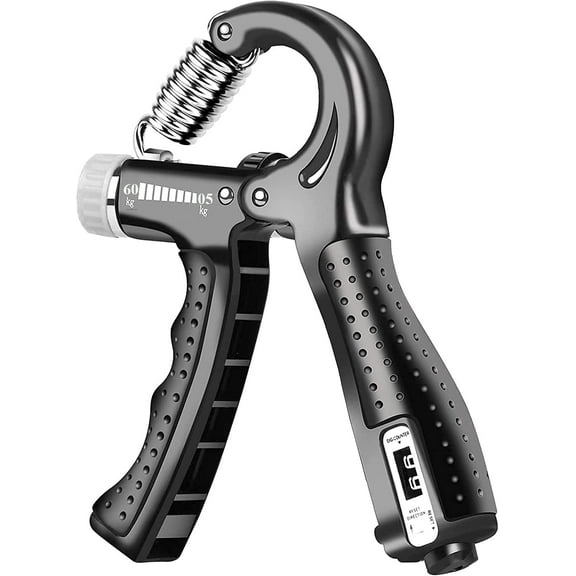 Hand Gripper Strengthener with Intelligent Counter, Adjustable Grip Strength Trainer Resistance 10-60kg, Non Slip Hand Gripper Exerciser for Forearm, Fingers, Wrist Workout(Black)