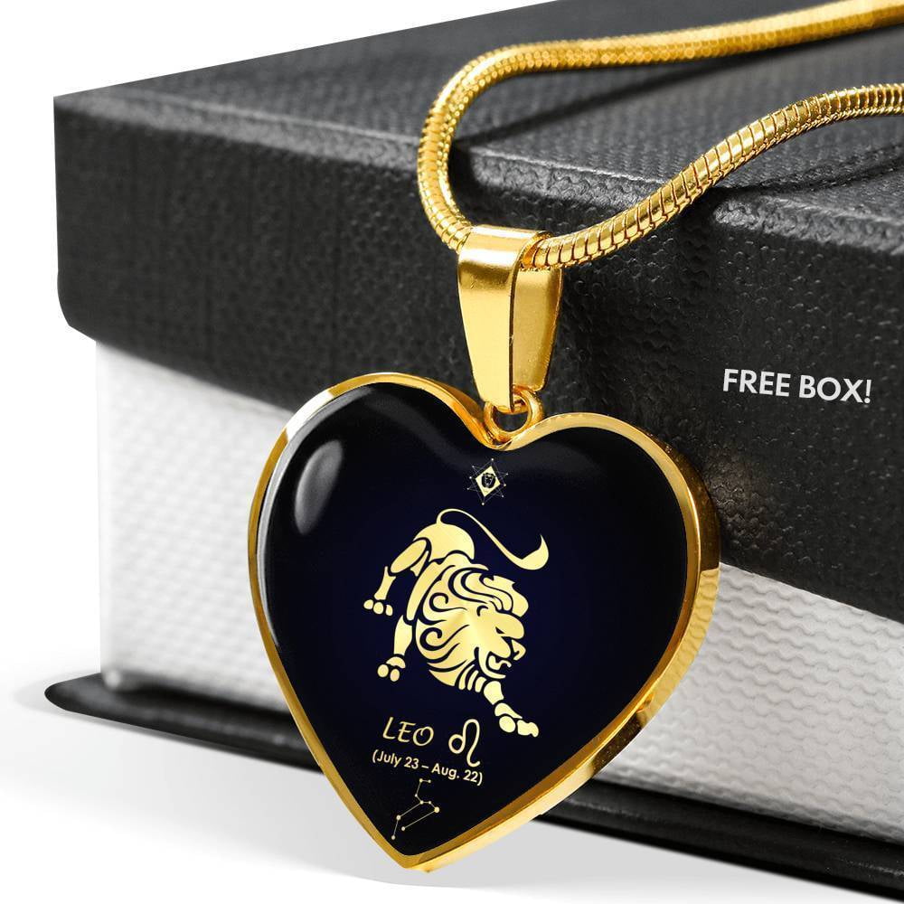 Leo Zodiac Necklace 18k Gold Stainless Steel Heart Pendant 18-22