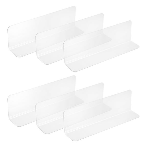Uxcell 6 Pack Clear Shelf Dividers, 8"x2.4" Plastic L-Shaped Shelf Separator, Transparent Organizer Divider for Supermarket Store Commodity Classification