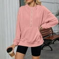 thumbnail image 4 of Kaemgyyd Women's Half Zip Sweatshirt Stylish Side Slit Oversized Hoodies Causal Sports Gym Workout Long Sleeve Pullover Fall Tops, 4 of 7