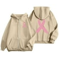 thumbnail image 3 of Breast Cancer Awareness Hoodie 2025 Long Sleeve Zip Up Hooded Sweatshirt with Pockets Pullover Hoodies for Women, 3 of 7