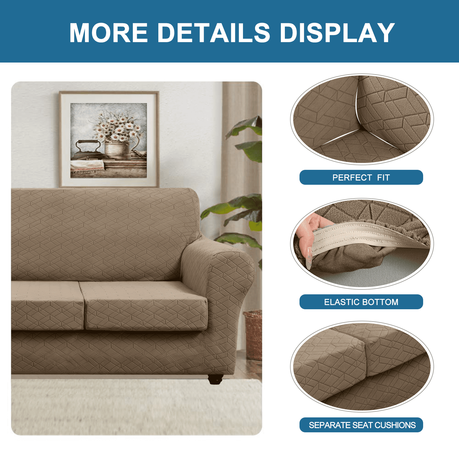 Sanmadrola Stretch 2 Piece Chair Cover Chair Slipcover Sofa Cover Furniture Protector Couch Soft with Elastic Bottom Chair Couch Cover with Arms