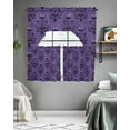 thumbnail image 5 of Halloween Kitchen Curtains Swag Valance and Tier Curtains Set 24 Inch Length, Halloween Haunted House Pumpkins Purple Background Rod Pocket Drape Panels Pair Swag Curtains for Bathroom/Cafe/Window, 5 of 6
