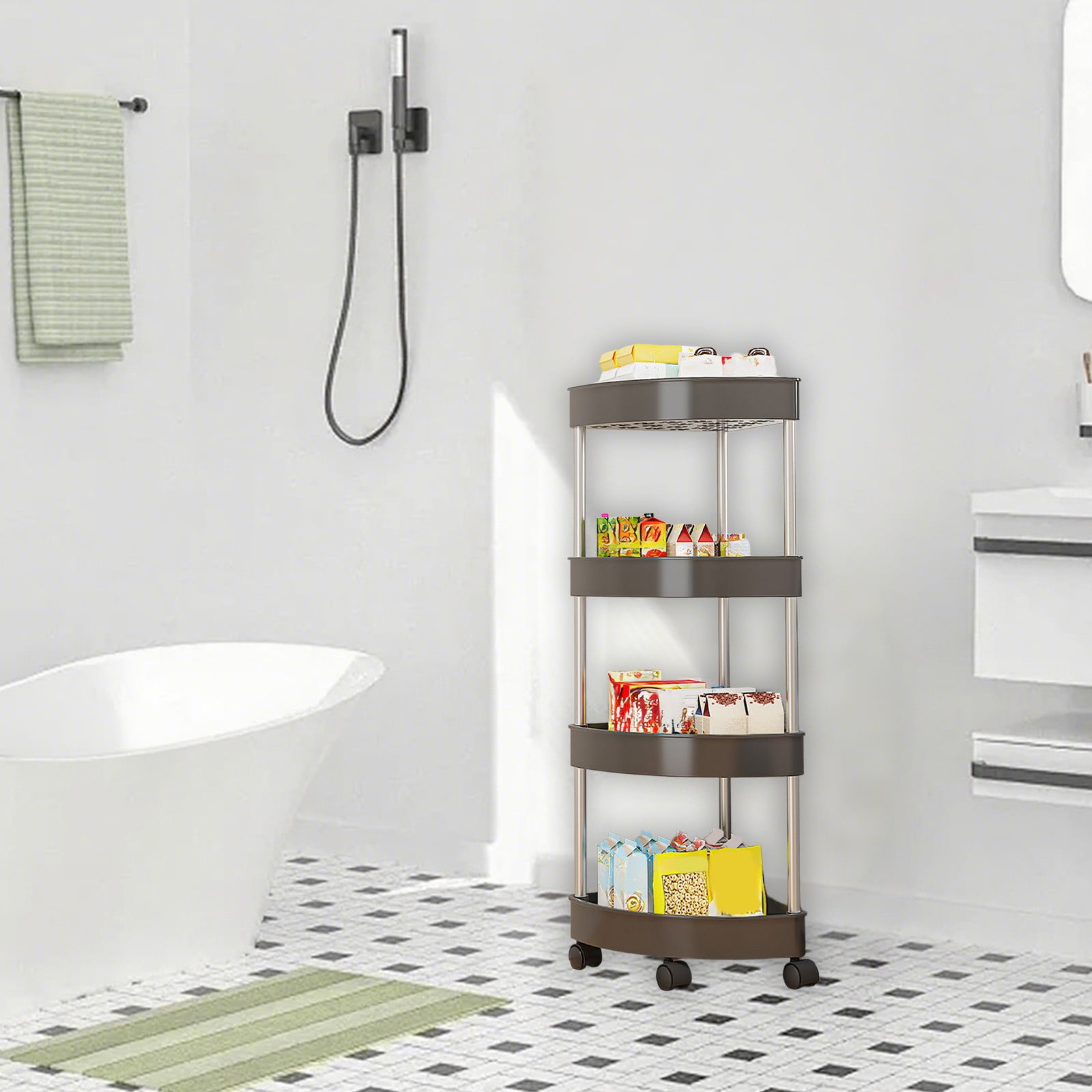 InsCrazy Bathroom Storage Organization Bathroom Corner Storage Shelf Organizer With Detachable 4 for Kitchen Bathroom Laundry Room Office