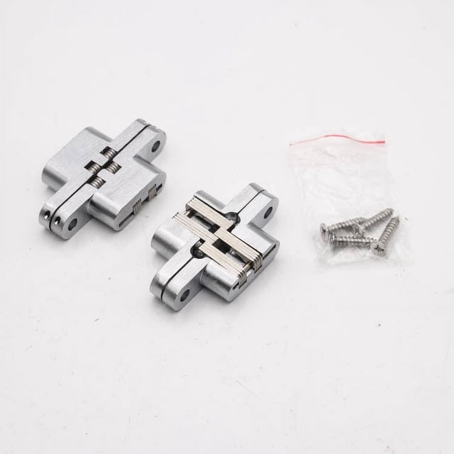 6 uds bisagras cruzadas plegables ocultas, bisagra de cierre Invisible, bisagras de gabinete arqueadas, plata, 13*45mm