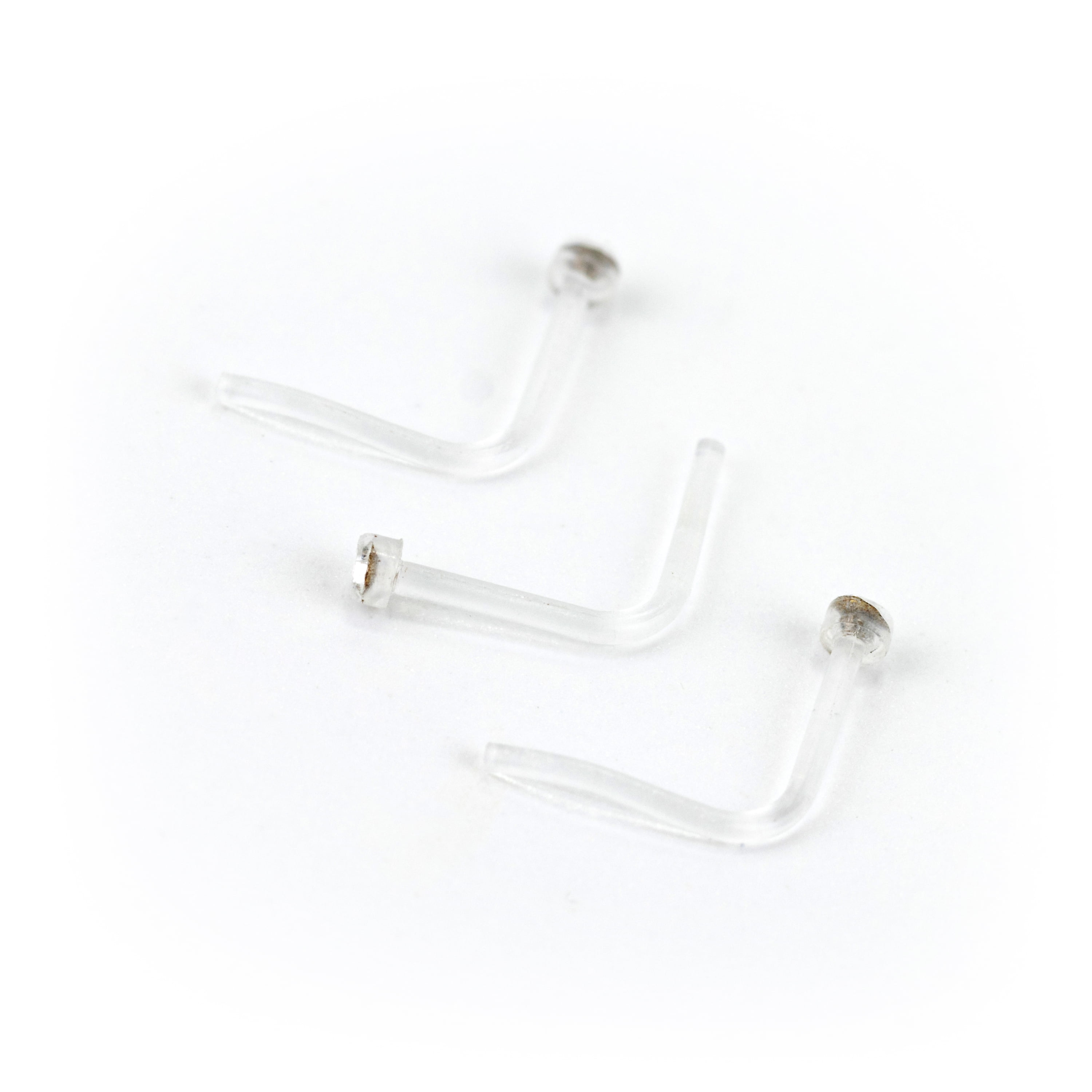 Claire's Women's BioFlex® Silver 20G Round Nose Studs, L Shaped Closure, 3 Pack, 93120