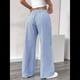 thumbnail image 5 of Pantalones de Salón A Rayas de Pierna para Mujer, Cintura Elástica y Bolsillos Azul XXL, 5 of 9