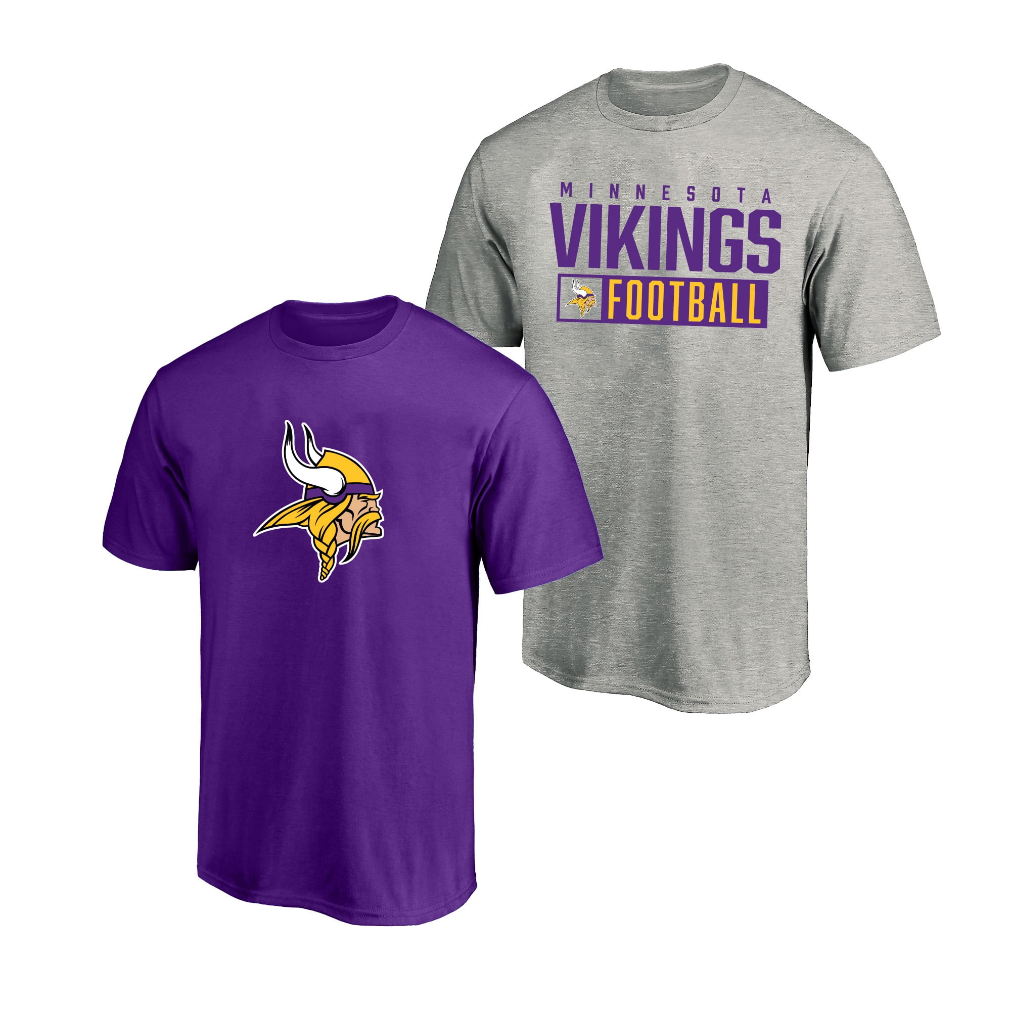 Men's Fanatics Heather Gray/Purple Minnesota Vikings Big & Tall 2-Pack T-Shirt Set