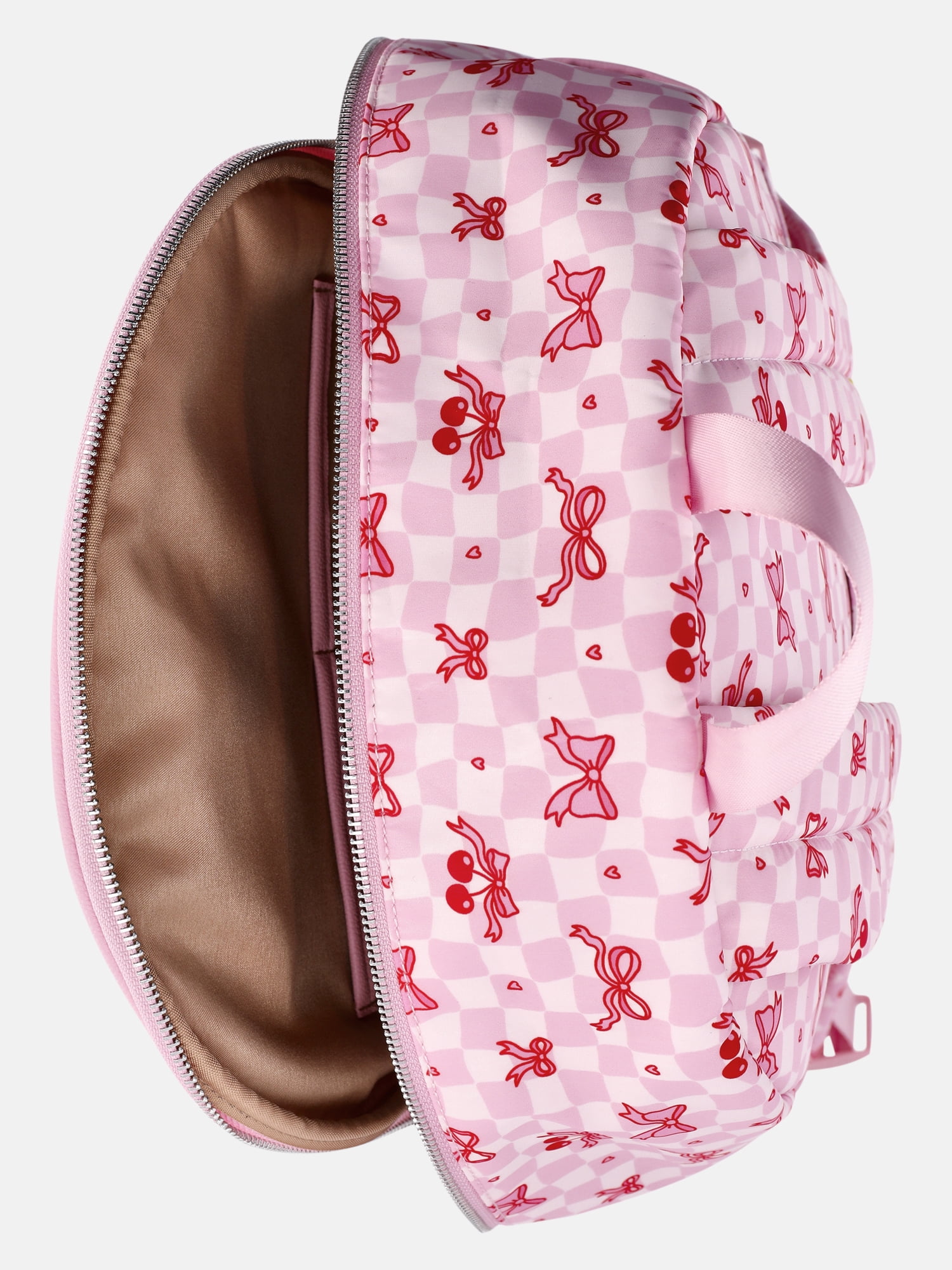 MNYC Women's Double Pocket Dome Backpack Pink Cherries