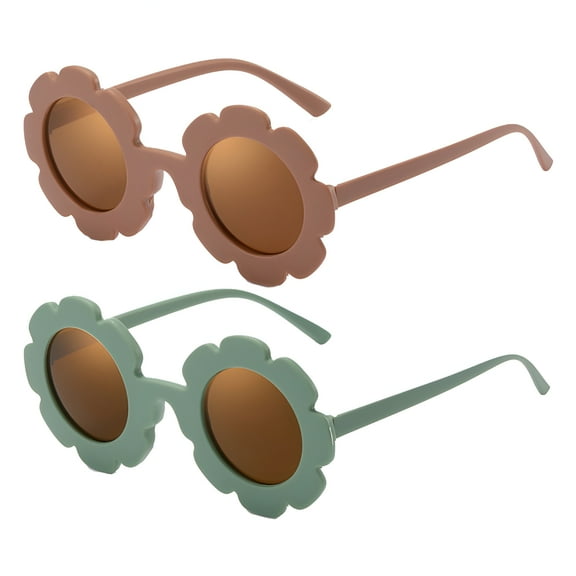 GJX 2Pcs Toddler Sunglasses Age 2-4,Fashion-Forward Sunflower Design Toddler Sunglasses,Available in Multiple Bright Colors Toddler Sunglasses Age 1-2,Multicolor
