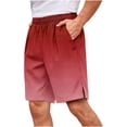 thumbnail image 6 of Xcmzpl Men's Swim Trunks Quick Dry Beach Shorts with Pockets Gradient Drawstring Elastic Waist Bermuda Shorts Baggy Slit Hem Hiking Shorts, 6 of 7