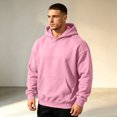 thumbnail image 2 of Men's Heavy Blend Drawcord Hooded Sweatshirt fall winter Casual Long Sleeves Hooded Sweatshirt with Kangaroo Pockets Pink S, 2 of 6