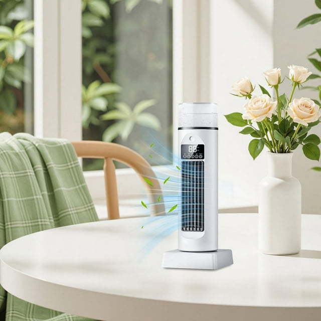 Ventilador de torre para dormitorio, 6 velocidades, USB, estable, salida de amplia, ventilador de mesa, control táctil para escritorio, tienda de Blanco