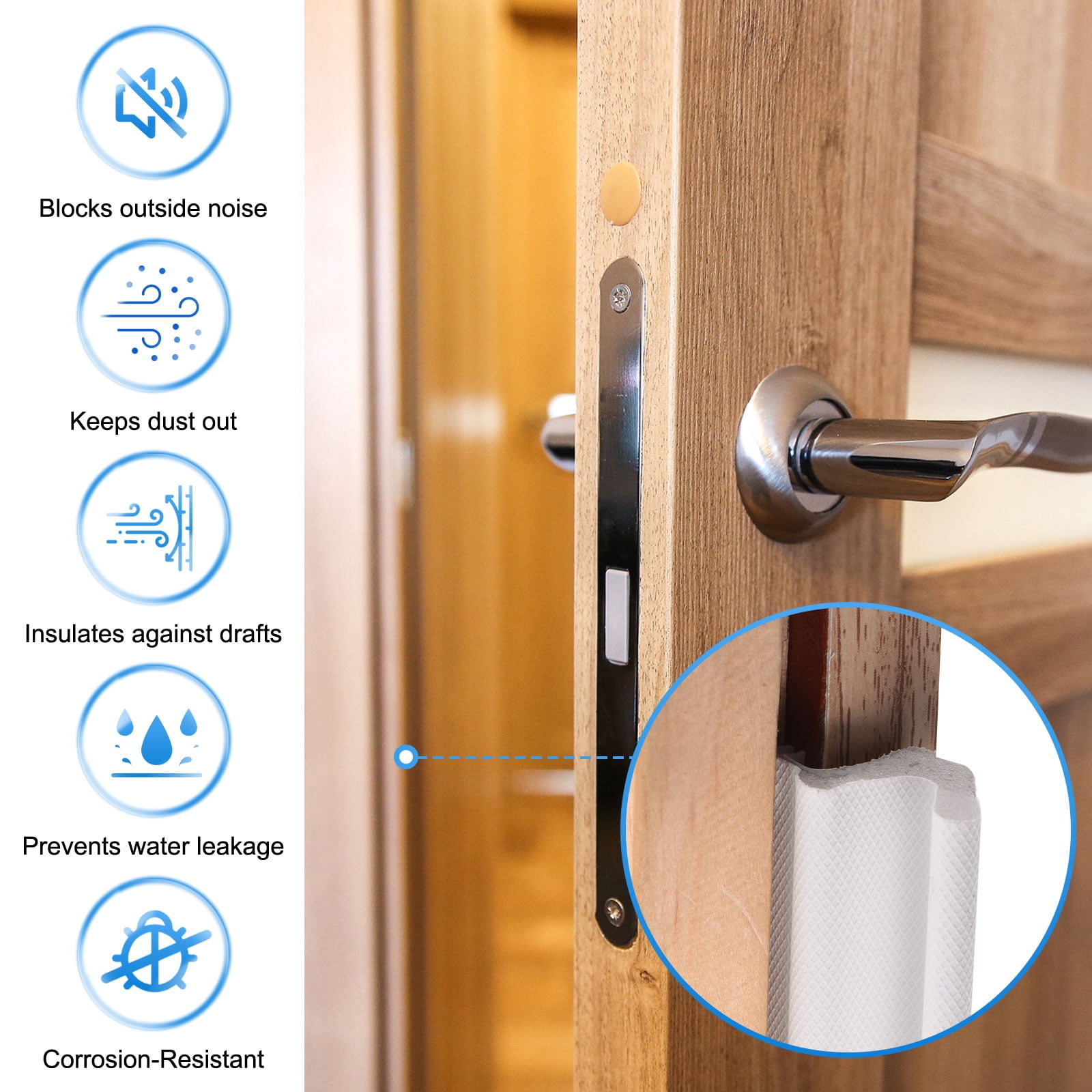 Uxcell Door Weather Stripping, 26.25 ft V-shaped Kerf Front Exterior Door Frame Weather Stripping with 4 Corner Seals for Soundproof Entry Interior Frame Window Gap Filler, White