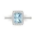 thumbnail image 2 of 1.86ct emerald cut natural swiss blue topaz 14k white gold halo Bridal Wedding Engagement Promise Anniversary Ring for Women size 9.25, 2 of 7
