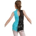 thumbnail image 4 of YiZYiF Kids Girls Jazz Latin Dance Dress Sequins Tassels Dancewear Figure Skating Gymnastics Leotard Blue Green 16, 4 of 7